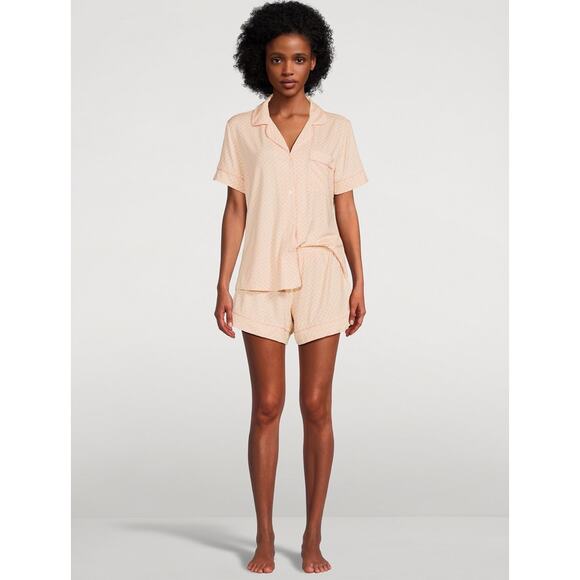 EBERJEY Gisele Relaxed Short Pajama Set In Geometric Print Tile Rose Cloud Sz L - Picture 2 of 10